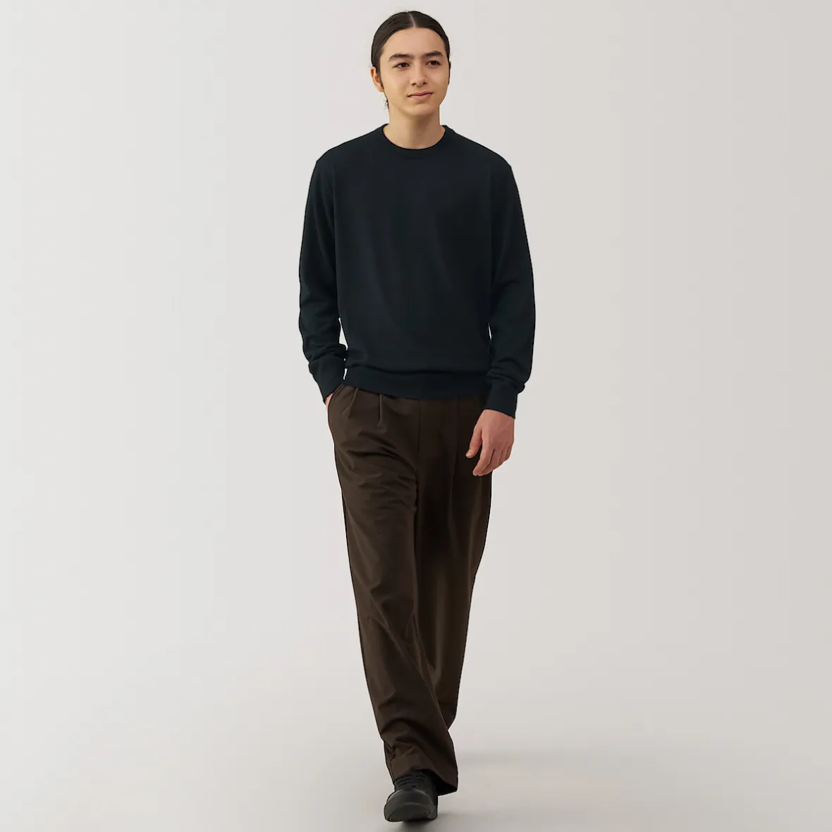 Clearance Muji Pull à col rond en laine tricot fin pour homme
