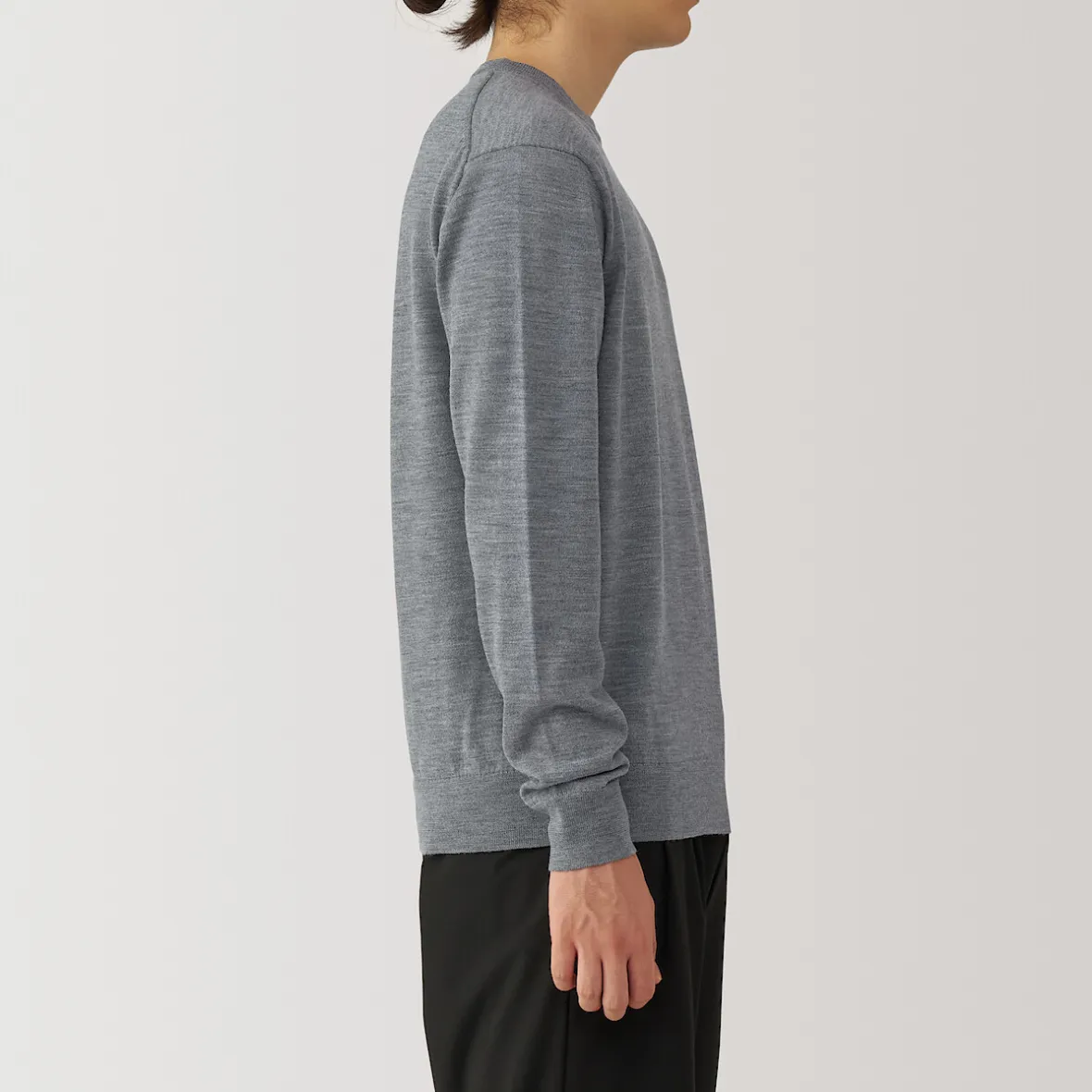 Clearance Muji Pull à col rond en laine tricot fin pour homme
