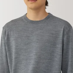 Clearance Muji Pull à col rond en laine tricot fin pour homme