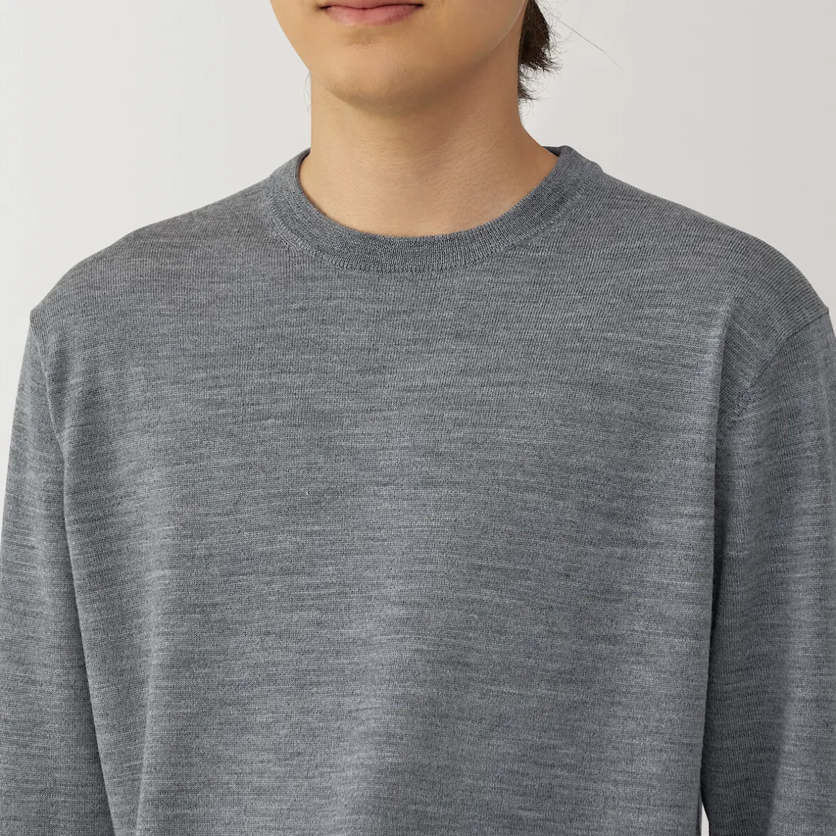 Clearance Muji Pull à col rond en laine tricot fin pour homme