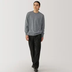 Clearance Muji Pull à col rond en laine tricot fin pour homme