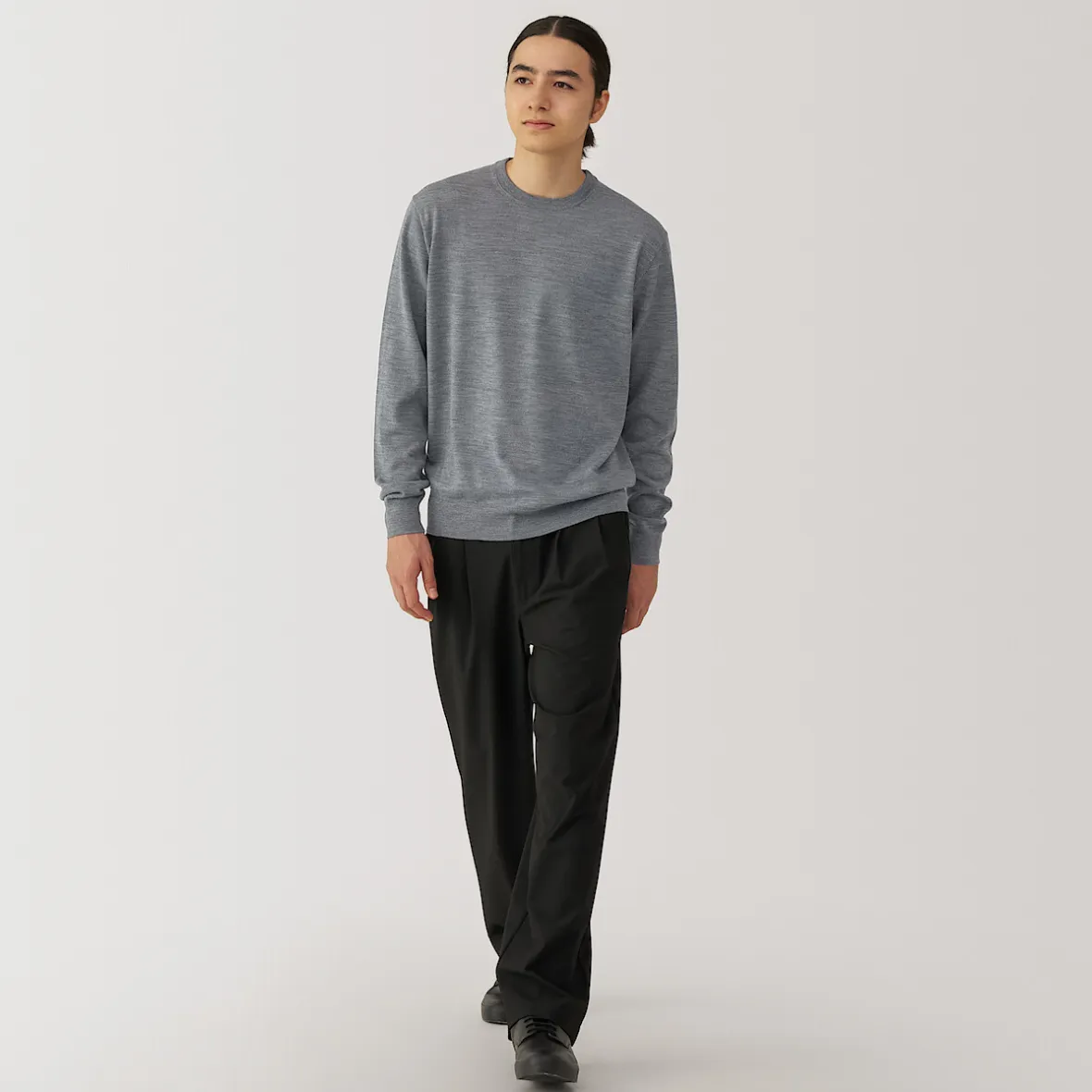 Clearance Muji Pull à col rond en laine tricot fin pour homme