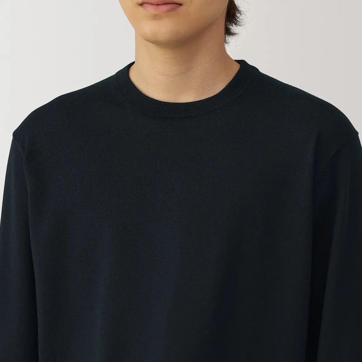 Clearance Muji Pull à col rond en laine tricot fin pour homme