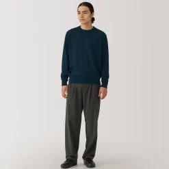 Clearance Muji Pull à col rond en laine tricot fin pour homme