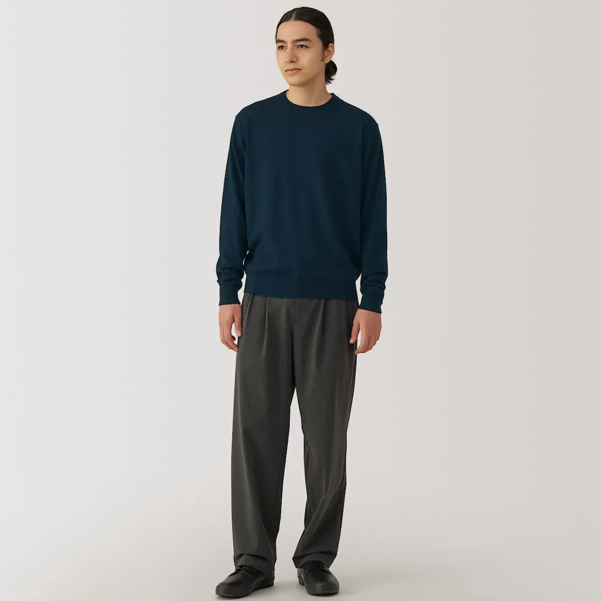 Clearance Muji Pull à col rond en laine tricot fin pour homme