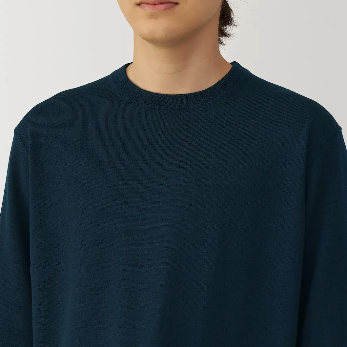 Clearance Muji Pull à col rond en laine tricot fin pour homme
