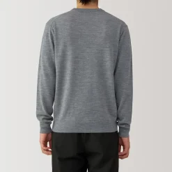 Clearance Muji Pull à col rond en laine tricot fin pour homme