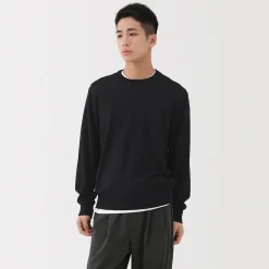 Clearance Muji Pull à col rond en laine tricot fin pour homme