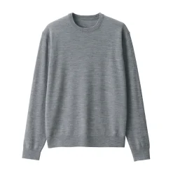 Clearance Muji Pull à col rond en laine tricot fin pour homme