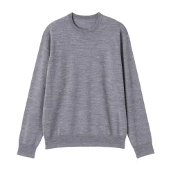 Clearance Muji Pull à col rond en laine tricot fin pour homme