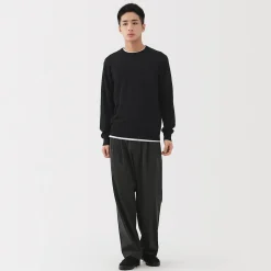 Clearance Muji Pull à col rond en laine tricot fin pour homme