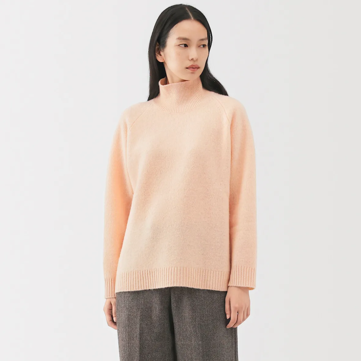 Clearance Muji Pull à col roulé en yak et laine pour femme