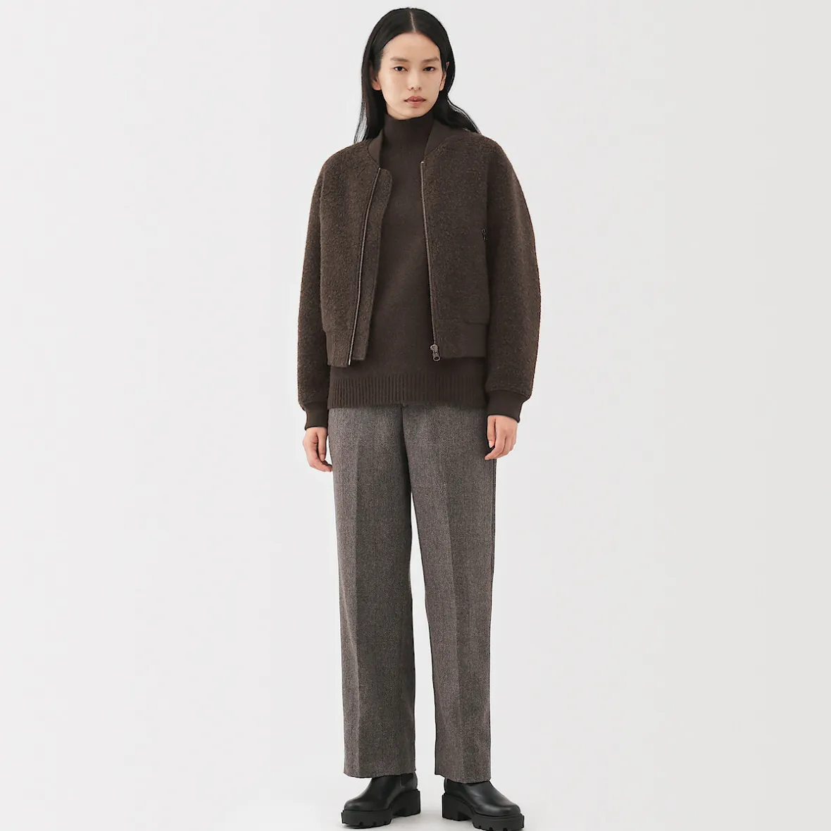Clearance Muji Pull à col roulé en yak et laine pour femme