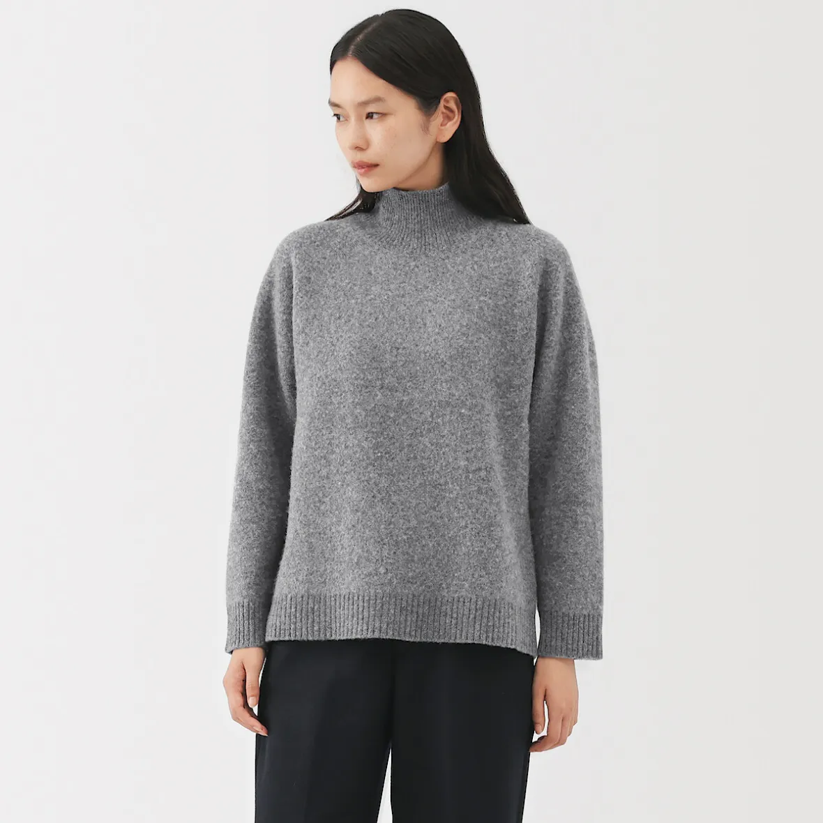 Clearance Muji Pull à col roulé en yak et laine pour femme
