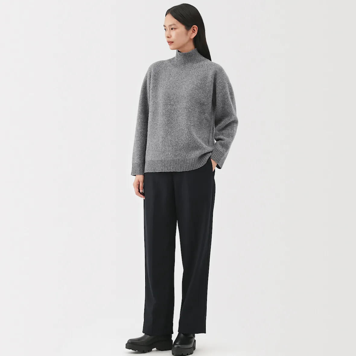 Clearance Muji Pull à col roulé en yak et laine pour femme