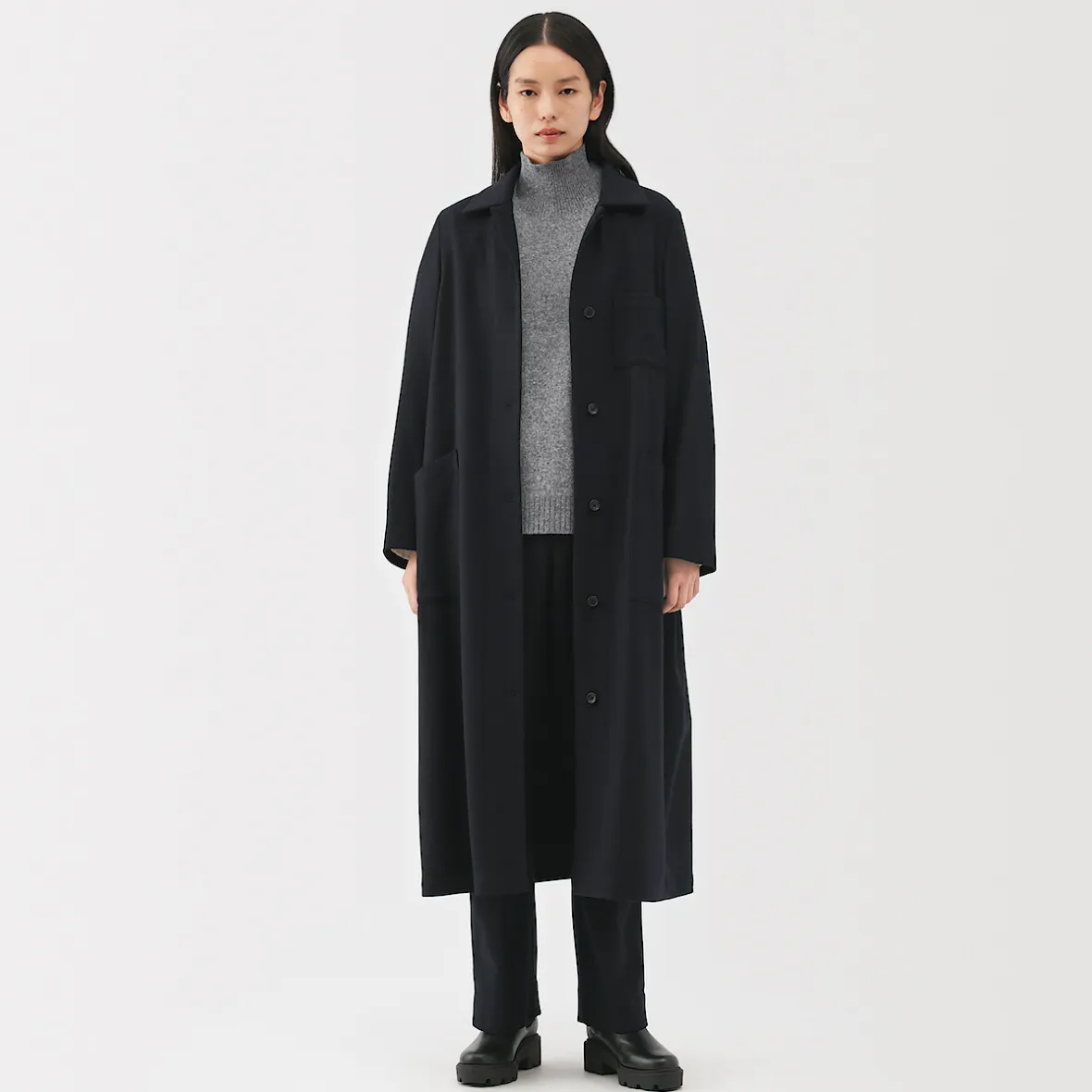 Clearance Muji Pull à col roulé en yak et laine pour femme