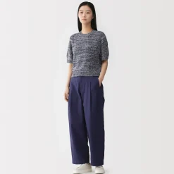 Clearance Muji Pull à manches mi-longues bouclé en mélange de coton pour femme