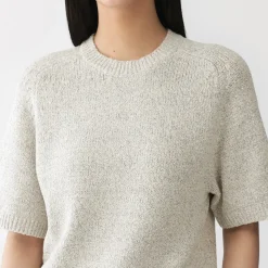 Clearance Muji Pull à manches mi-longues bouclé en mélange de coton pour femme