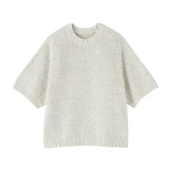 Clearance Muji Pull à manches mi-longues bouclé en mélange de coton pour femme