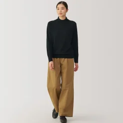 New Muji Pull col montant en laine à fine maille femme