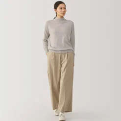 New Muji Pull col montant en laine à fine maille femme