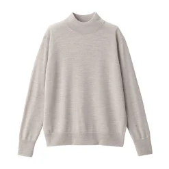 New Muji Pull col montant en laine à fine maille femme