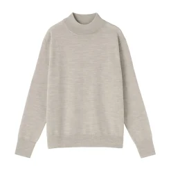 New Muji Pull col montant en laine à fine maille femme