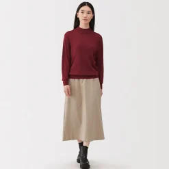 New Muji Pull col montant en laine à fine maille femme