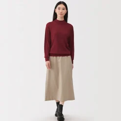 New Muji Pull col montant en laine à fine maille femme