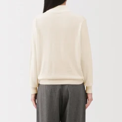 New Muji Pull col montant en laine à fine maille femme