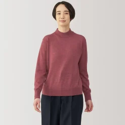 New Muji Pull col montant en laine à fine maille femme