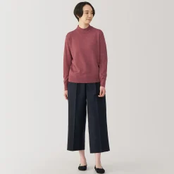 New Muji Pull col montant en laine à fine maille femme