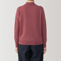 New Muji Pull col montant en laine à fine maille femme