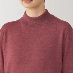 New Muji Pull col montant en laine à fine maille femme