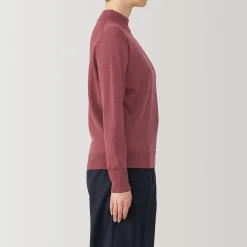 New Muji Pull col montant en laine à fine maille femme