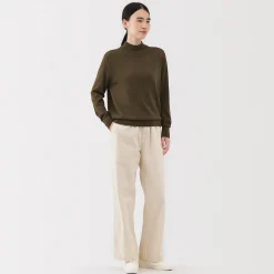 New Muji Pull col montant en laine à fine maille femme