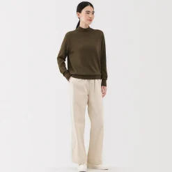 New Muji Pull col montant en laine à fine maille femme