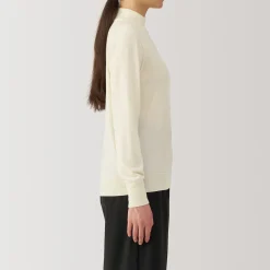 New Muji Pull col montant en laine à fine maille femme