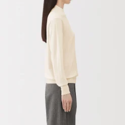 New Muji Pull col montant en laine à fine maille femme