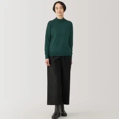 New Muji Pull col montant en laine à fine maille femme