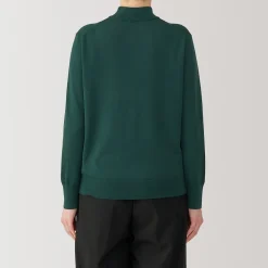 New Muji Pull col montant en laine à fine maille femme