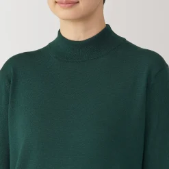 New Muji Pull col montant en laine à fine maille femme