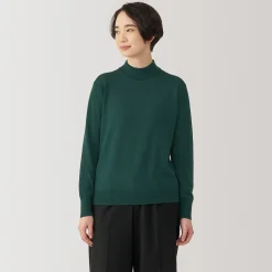 New Muji Pull col montant en laine à fine maille femme