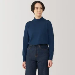 New Muji Pull col montant en laine à fine maille femme
