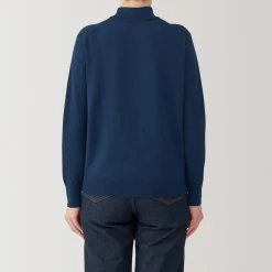 New Muji Pull col montant en laine à fine maille femme