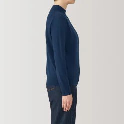 New Muji Pull col montant en laine à fine maille femme