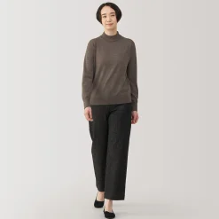 New Muji Pull col montant en laine à fine maille femme