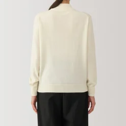 New Muji Pull col montant en laine à fine maille femme