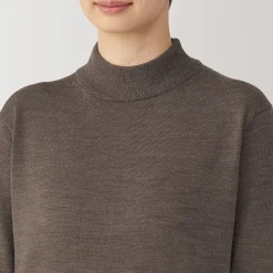 New Muji Pull col montant en laine à fine maille femme