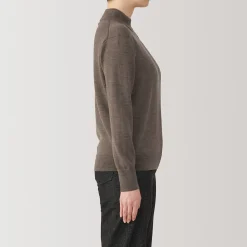 New Muji Pull col montant en laine à fine maille femme